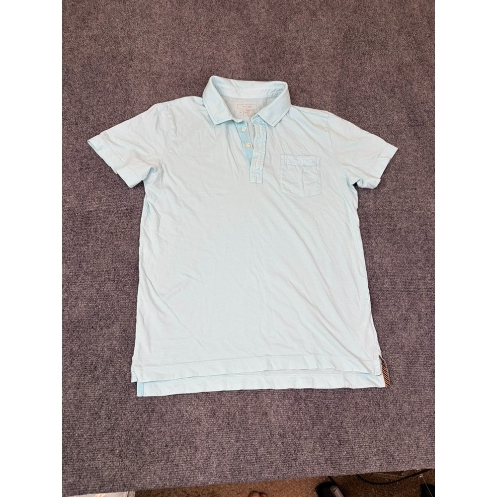 Billy Reid Men's Garment Dye Polo Shirt Light Blue Casual Preppy Cotton Size M